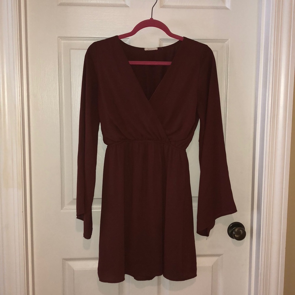 Rust colored bell sleeved dress